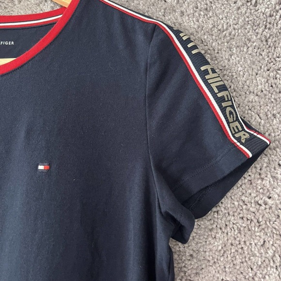 Tommy Hilfiger Dress Womens Small Blue Short Sleeve V-Neck Pullover Cotton Logo - Picture 3 of 9